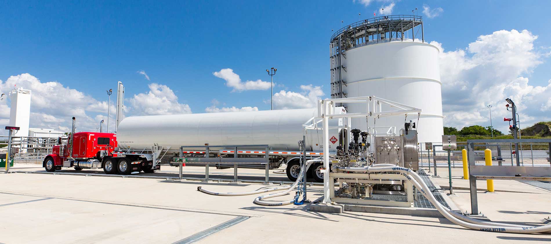 LNG tanker truck at an LNG facility